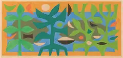 Study for Tapestry - 'Spring' by John Coburn, 1970, gouache and pencil on paper, sold Oct 2022