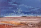 Rider on Horseback by Sidney Nolan, ripolin enamel and wax crayon on paper on board, sold Oct 2022