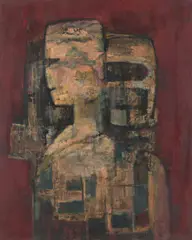 Grahame King, Standing Figures, 1968, oil on board