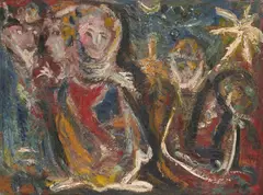 Camp Followers by Danila Vassilieff, 1942, oil on board, sold Oct 2022