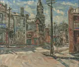 Danila Vassilieff, Fitzroy Street Scene, c.1938, oil on plywood panel