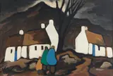 Figures in Landscape by Markey Robinson, oil on board, sold Oct 2022
