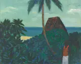 Fijian Scene by Ray Crooke, oil on canvasboard, sold Oct 2022