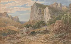 James Waltham Curtis, Landscape with Bullock, 1890, watercolour on paper