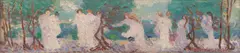 Portia Geach, Figures in Landscape, oil on canvasboard