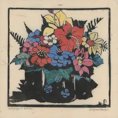 Margaret Preston, Hibiscus, 1925, hand-coloured woodcut, 18th proof, edition of 50