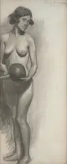 Jean Sutherland, Nude Study, charcoal on paper