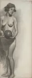 Jean Sutherland, Nude Study, charcoal on paper