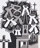 Erica McGilchrist, Clerical Collection, 1967, Indian ink, pen and wash on card