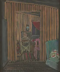 June Ethel Stephenson, Inez Painting Phillip Island, 1962, watercolour and gouache on paper laid on board