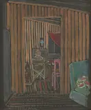 June Ethel Stephenson, Inez Painting Phillip Island, 1962, watercolour and gouache on paper laid on board