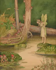 Ida Rentoul Outhwaite, Mischief, watercolour and ink on W&G. Dean card