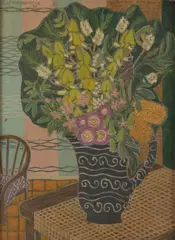 June Ethel Stephenson, Still Life with Waratahs, 1962, oil on board