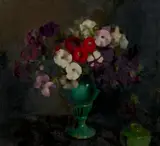 Aileen Dent, Petunias and Jade, oil on canvas