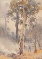 Emma Minnie Boyd, The Campfire, c.1912, watercolour on paper