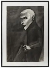 Robert Dickerson, (Portrait of Man), charcoal on paper