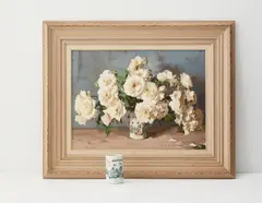 White Roses by Alan Douglas Baker, oil on board, sold Sep 2022