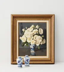 Alan Douglas Baker, White Roses, oil on board