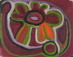 Nyuju Stumpy Brown, (Wangkajunga Language Group), synthetic polymer paint on paper