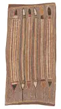 Burrunday, Six Snakes, natural earth pigments on eucalyptus bark