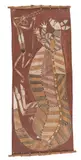 Mimi and Namarodo Spirits by George Merwulunulu Djaykurrnga, natural earth pigments on eucalyptus bark, sold Aug 2022