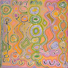 (Warlpiri Language Group) by Judy Watson Napangardi, synthetic polymer paint on canvas, sold Aug 2022