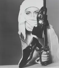 Bruno Benini, Sandi Mitchell with Moya Shoes and Sword, 1970, rag print