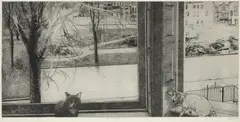 Esme's October Window by Peter Milton, 1965, etching, ed. 30/50, sold Jul 2022