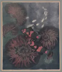 Sea Anemone by Lesbia Thorpe, linocut, ed. 6/12, sold Jul 2022