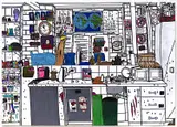 Chris Farinacci, Studio Kitchen Space, marker and pencil on paper