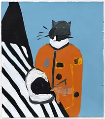 Joanne Nethercote, Astronaught Cat, 2021, acrylic on paper