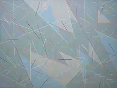 Lesley Dumbrell, Snakes and Ladders, 1979, synthetic polymer paint and Liquitex on canvas