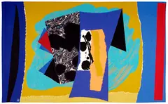 Alun Leach-Jones, Blue Pacific, 1982, cotton, wool, linen, viscose and lurex tapestry