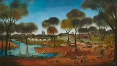 Pro Hart, The Diggings, 1974, oil on board