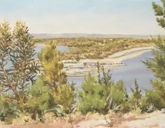 William Boissevain, Untitled (View of South Perth from King's Park), oil on linen