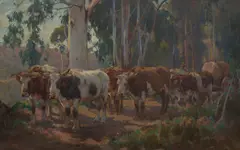 Harold Septimus Power, The Bullock Team, c.1914, oil on canvas laid on board