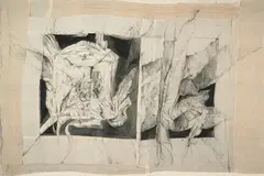 Wendy Stavrianos, Mind Doors, 1975, ink on cotton