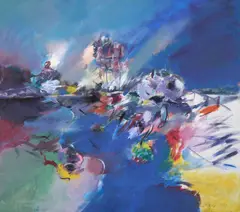 John Howley, Homage to Arthur Streeton, 1979, synthetic polymer paint on canvas