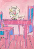 Katherine Hattam, Pink Kitchen, 2004, mixed media on paper