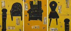 Katherine Hattam, In My Fathers' House, 1999, oil, enamel and collage on canvas