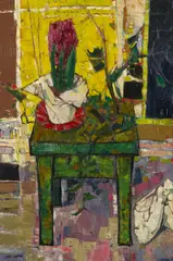 Still Life with a Green Table by Louis James, oil on linen, sold Feb 2022