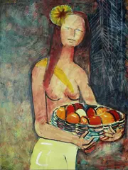 Charles Blackman, The Offering, oil on Belgian linen