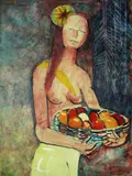 The Offering by Charles Blackman, oil on Belgian linen, sold Aug 2022