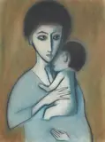 Robert Dickerson, Mother and Child, pastel on paper