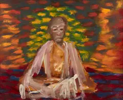 Beggar by Sidney Nolan, 1963, oil on board, sold Aug 2022