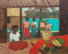 Ray Crooke, The Conversation, oil on linen