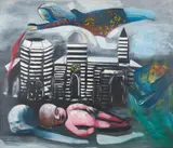 Angels at Siena by Charles Blackman, 1963, oil on composition board, sold Jun 2022