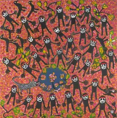 Purinua Kutja - Springtime Ninga Mia, Kalgoorlie by Pantjite Mary McLean, 1999, synthetic polymer paint on canvas, sold Jun 2022