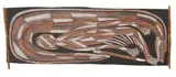 Ivan Namirrkki, Ngalyod the Rainbow Serpent and Yawk Yawk, 1991, natural earth pigments on bark