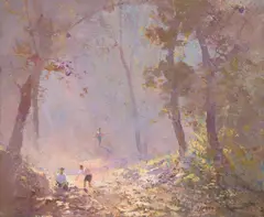 Dappled Sunlight by Rubery Bennett, oil on panel, sold Jun 2022